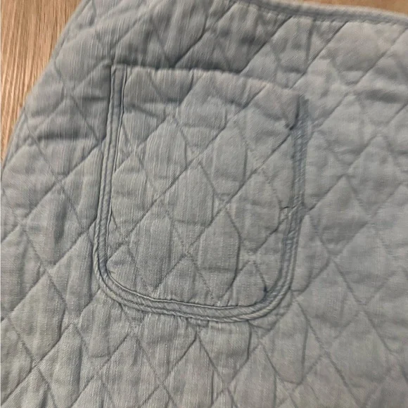 Blank NYC Quilted Denim Mini Skirt Medium Light Wash Wrap Style - Picture 3 of 6